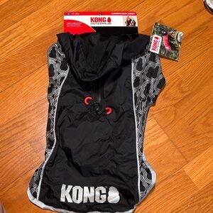 Kong Elements Dog Rain Jacket with White Patterned Panels, size Medium